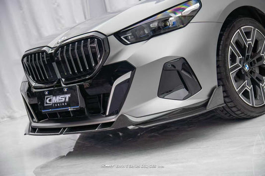 BMW i5 xDrive40 / eDrive40 (with M-package bumper, does not fit base mode) / M60 G60 G61 2024-ON &amp; 5 Series 540i xDrive / 530i xDrive / 530i (with M-package bumper, does not fit base model) / 550e xDrive G60 G61 2024-ON with Aftermarket Parts - Front Lip Dry Pre-preg Carbon Fiber / FRP