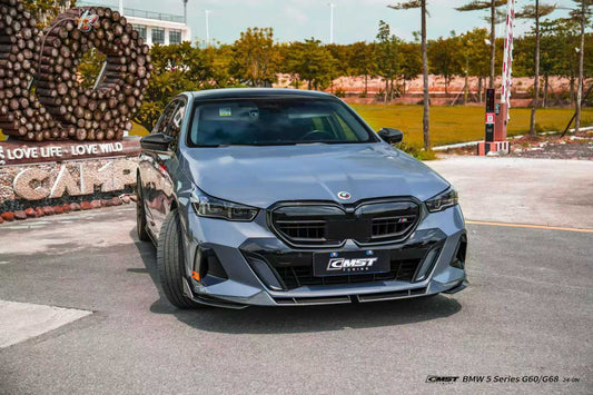 BMW i5 xDrive40 / eDrive40 (with M-package bumper, does not fit base mode) / M60 G60 G61 2024-ON &amp; 5 Series 540i xDrive / 530i xDrive / 530i (with M-package bumper, does not fit base model) / 550e xDrive G60 G61 2024-ON with Aftermarket Parts - Front Lip Dry Pre-preg Carbon Fiber / FRP