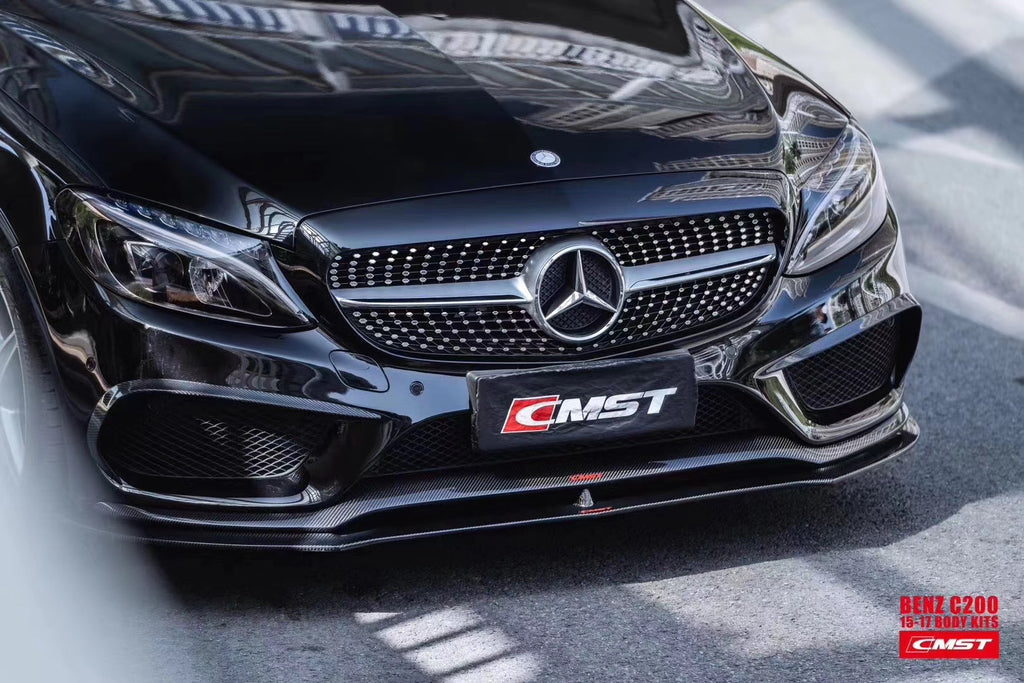 Mercedes Benz C-Class C43 AMG C450 C300 W205 2015-2018 (C300 requires sports package front bumper) with Aftermarket Parts - Upper Valences Carbon Fiber/FRP from CMST Tuning