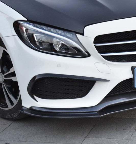 Mercedes Benz C-Class C43 AMG C450 C300 W205 2015-2018 (C300 requires sports package front bumper) with Aftermarket Parts - Upper Valences Carbon Fiber/FRP from CMST Tuning