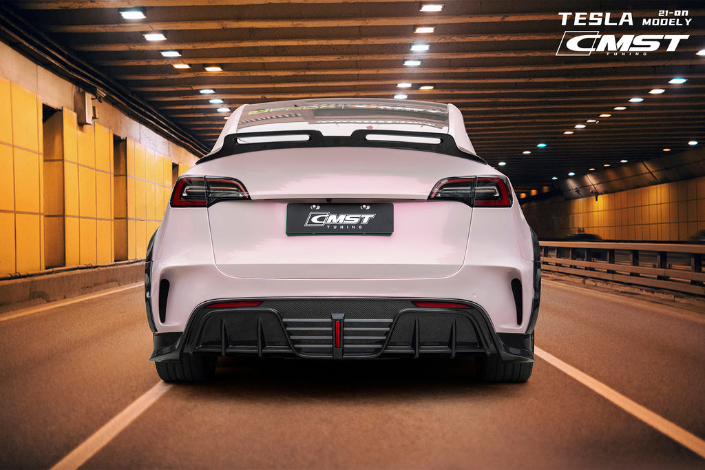 Upgrade Your Tesla Model Y Performance AWD Long Range RWD Standard 2020-ON with Aftermarket Parts - Rear Bumper Carbon Fiber / FRP from CMST Tuning