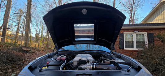 Dodge Charger 2015-2023 with Aftermarket Parts - V3 Clearview Glass Style Hood Bonnet Carbon Fiber / FRP from CMST Tuning