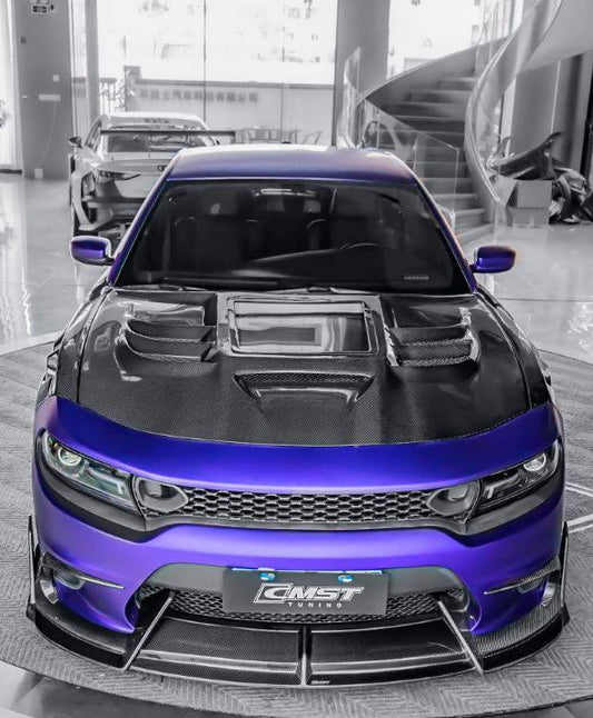 Dodge Charger 2015 Scat Pack & 2016 Scat Pack, Hellcat & 2017 R/T, Daytona, Scat Pack, Hellcat & 2018 GT, R/T, Daytona, Scat Pack, Hellcatwith & 2019 GT, R/T, Scat Pack, Hellcat & 2020 GT, R/T, Scat Pack, Hellcat & 2021 GT, R/T, Scat Pack & 2022-2023 GT, R/T, Scat Pack Non-widebody Aftermarket Parts - Front Lip Carbon Fiber from CMST Tuning