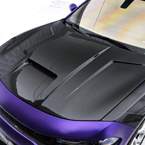 Dodge Charger 2015-2023 with Aftermarket Parts - A Style Carbon Fiber Hood Bonnet from  CMST Tuning