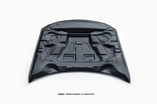 Dodge Charger 2015 2016 2017 2018 2019 2020 2021 2022 2023 with Aftermarket Parts - V1 Style Hood Bonnet Carbon Fiber from CMST Tuning