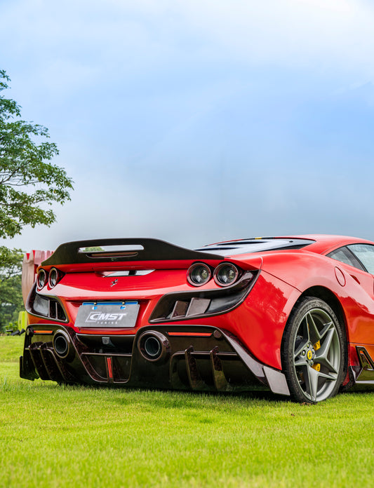 Ferrari F8 Tributo F8 Spider 2020 2021 2022 2023 with Aftermarket Parts - Rear Spoiler Dry Pre-preg Carbon Fiber / FRP from CMST Tuning
