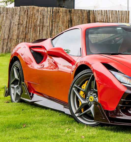 Ferrari F8 Tributo F8 Spider 2020 2021 2022 2023 with Aftermarket Parts - Side Skirts Dry Pre-preg Carbon Fiber / FRP from CMST Tuning