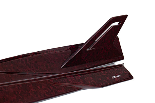 Ferrari F8 Tributo F8 Spider 2020 2021 2022 2023 with Aftermarket Parts - Side Skirts Dry Pre-preg Carbon Fiber / FRP from CMST Tuning