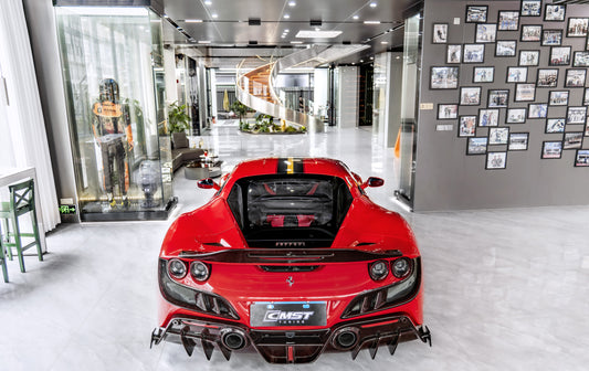 Ferrari F8 Tributo F8 Spider 2020 2021 2022 2023 with Aftermarket Parts - Taillight Vent Surround Dry Pre-preg Carbon Fiber / FRP from CMST Tuning