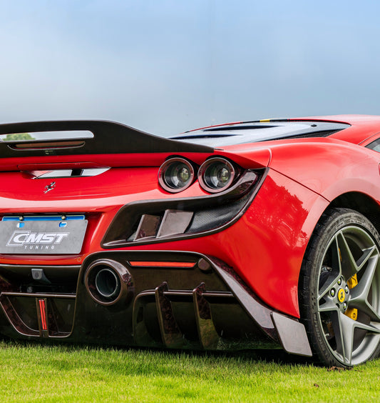 Ferrari F8 Tributo F8 Spider 2020 2021 2022 2023 with Aftermarket Parts - Taillight Vent Surround Dry Pre-preg Carbon Fiber / FRP from CMST Tuning