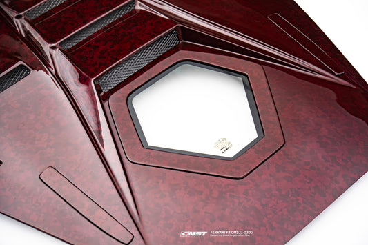 Ferrari F8 Tributo & Spider 2020 2021 2022 2023 with Aftermarket Parts - Rear Engine Trunk Deck Lid Dry Pre-preg Carbon Fiber / FRP from CMST Tuning