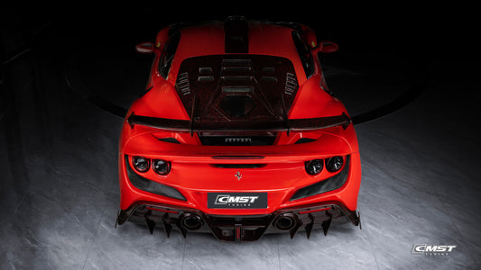 Ferrari F8 Tributo & Spider 2020 2021 2022 2023 with Aftermarket Parts - Roof Scoop Dry Pre-preg Carbon Fiber / FRP from CMST Tuning