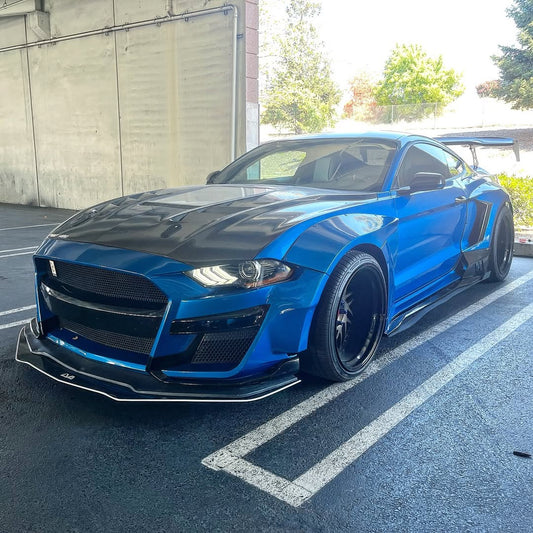 Ford Mustang GT 5.0 Mach1 Bullitt Ecoboost 2.3 S550.2 2018 2019 2020 2021 2022 2023 with Aftermarket Parts - V2 Clearview Glass Hood Bonnet Carbon Fiber / FRP from CMST Tuning