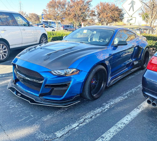 Ford Mustang GT 5.0 Mach1 Bullitt Ecoboost 2.3 S550.2 2018 2019 2020 2021 2022 2023 with Aftermarket Parts - V2 Clearview Glass Hood Bonnet Carbon Fiber / FRP from CMST Tuning