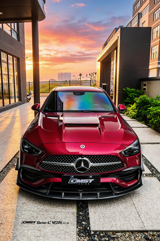 Mercedes Benz C-Class C43 AMG C300 (with sport-package bumper) W206 S206 2021-ON with Aftermarket Parts - Front Canards Carbon Fiber / FRP from CMST Tuning