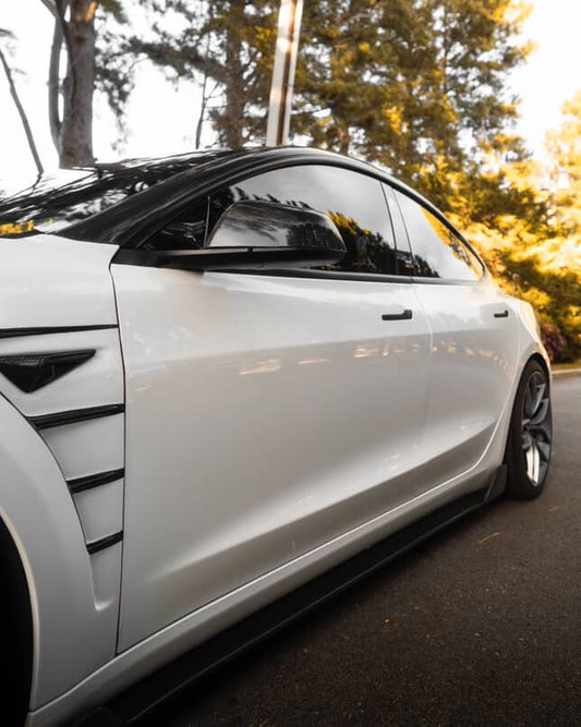 Tesla Model 3 Performance Long Range Standard Base 2017-2023 with Aftermarket Parts - Front Fenders Carbon Fiber / FRP from CMST Tuning