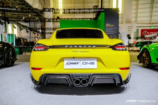 Porsche 718 Cayman Boxster Base S T GTS 2017-ON with Aftermarket Parts - V2 Style Rear Diffuser Carbon Fiber / FRP from CMST Tuning