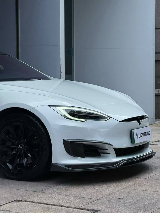 Tesla Model S 2nd Gen 2016 2017 2018 2019 2020 2021&nbsp;with Aftermarket Parts - Front Lip Splitter Carbon Fiber / FRP from CMST Tuning