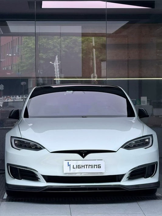 Tesla Model S 2nd Gen 2016 2017 2018 2019 2020 2021&nbsp;with Aftermarket Parts - Front Lip Splitter Carbon Fiber / FRP from CMST Tuning