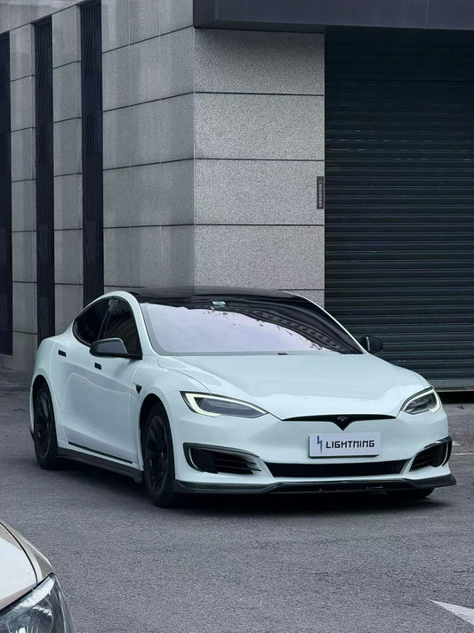 Tesla Model S 2nd Gen 2016 2017 2018 2019 2020 2021&nbsp;with Aftermarket Parts - Front Lip Splitter Carbon Fiber / FRP from CMST Tuning