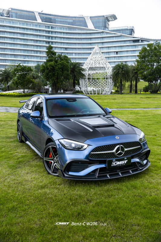 Mercedes Benz C-Class C43 AMG C300 (with sport-package bumper) W206 S206 2021-ON with Aftermarket Parts - Front Lip Carbon Fiber / FRP from CMST Tuning