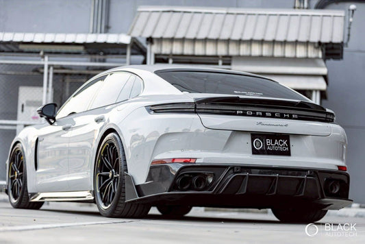 Porsche Panamera 976 Base 4 4S E-Hybird 2024 (suitable for GTS and Turbo if active spoiler is deactivated) with Aftermarket Parts - Rear Spoiler FRP / Pre-preg Carbon Fiber from CMST Tuning
