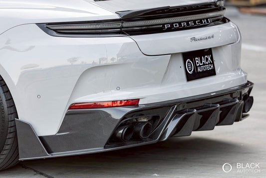 Porsche Panamera 976 Base 4 4S E-Hybird GTS Turbo 2024 with Aftermarket Parts - Rear Diffuser & Canards Pre-preg Carbon Fiber / FRP from CMST Tuning