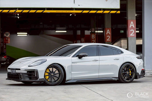 Porsche Panamera 976 Base 4 4S E-Hybird 2024 with Aftermarket Parts - Front Canards Pre-preg Carbon Fiber / FRP from CMST Tuning
