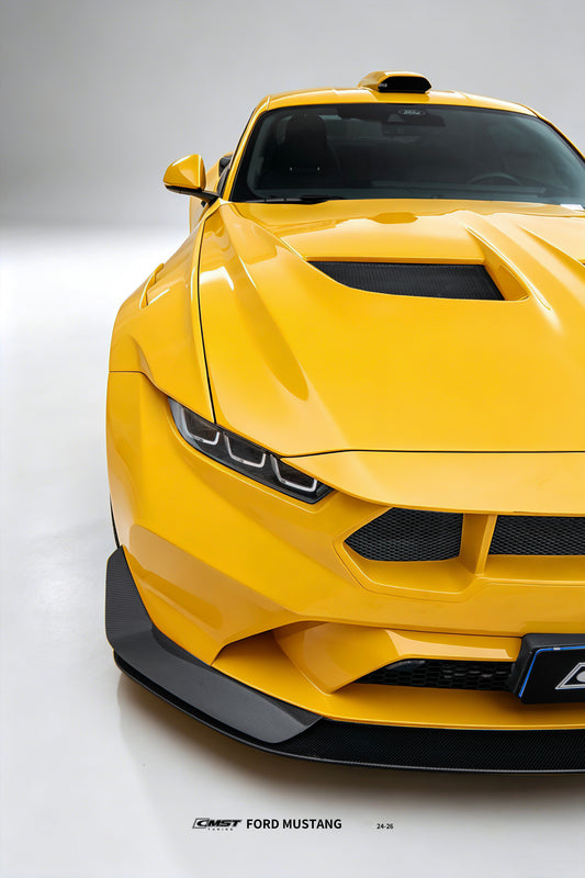 Ford Mustang S650 2.3 Ecoboost 5.0 GT Dark Horse 2024-ON with Aftermarket Parts - GTD Style Front Bumper Canards Carbon Fiber / FRP from CMST Tuning