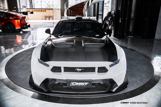 Ford Mustang S650 2.3 Ecoboost 5.0 GT Dark Horse 2024-ON with Aftermarket Parts - GTD Style Front Bumper Canards Carbon Fiber / FRP from CMST Tuning