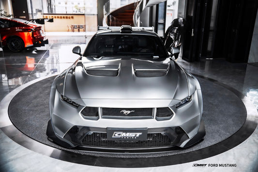 Ford Mustang S650 2.3 Ecoboost 5.0 GT Dark Horse 2024-ON with Aftermarket Parts - GTD Style Front Bumper & Lip Carbon Fiber / FRP from CMST Tuning