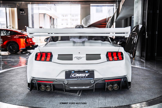 Ford Mustang S650 2.3 Ecoboost 5.0 GT Dark Horse 2024-ON with Aftermarket Parts - GTD Style Rear Bumper & Diffuser Carbon Fiber / FRP from CMST Tuning