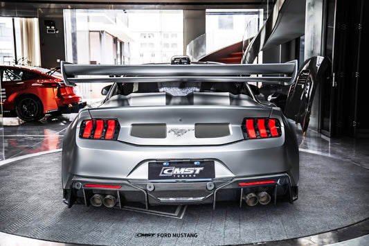 Ford Mustang S650 2.3 Ecoboost 5.0 GT Dark Horse 2024-ON with Aftermarket Parts - GTD Style Rear Bumper & Diffuser Carbon Fiber / FRP from CMST Tuning