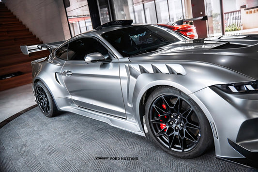 Ford Mustang S650 2.3 Ecoboost 5.0 GT Dark Horse 2024-ON with Aftermarket Parts - GTD Style Side Skirts Carbon Fiber / FRP from CMST Tuning