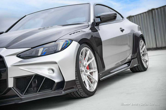 BMW 4 Series M440 430 G22 G23 2020-ON (Sport Version Only) with Aftermarket Parts - HORIZON Side Skirts Dry Pre-preg Carbon Fiber / FRP from CMST Tuning
