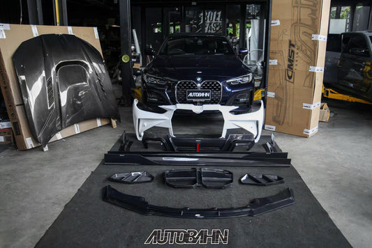 BMW 4 Series M440 430 G22 G23 2020-ON & 4 Series M440 430 G26 2020-ON with Aftermarket Parts - HORIZON Front Lip Dry Pre-preg Carbon Fiber / FRP from CMST Tuning