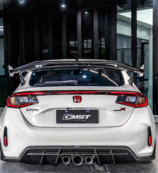 Honda Civic Type-R FL5 2023-ON with Aftermarket Parts - V2 Rear Spoiler Dry Pre-preg Carbon Fiber / FRP from CMST Tuning