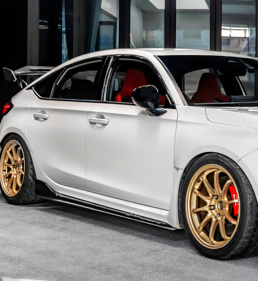 Honda Civic Type-R FL5 2023-ON with Aftermarket Parts - V2 Side Skirts Dry Pre-preg Carbon Fiber / FRP from CMST Tuning