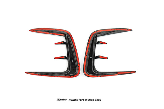 Honda Civic Type-R FL5 2023-ON with Aftermarket Parts - V2 Upper Valences Dry Pre-preg Carbon Fiber / FRP from CMST Tuning