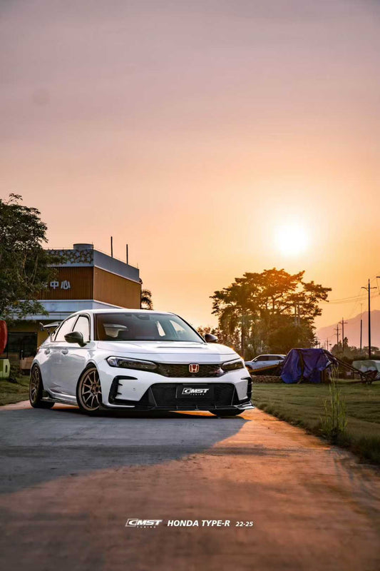 Honda Civic Type-R FL5 2023-ON with Aftermarket Parts - V2 Front Lip Dry Pre-preg Carbon Fiber / FRP from CMST Tuning