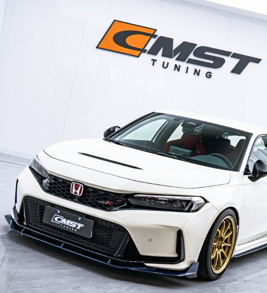 Honda Civic Type-R FL5 2023-ON with Aftermarket Parts - Front Lip Splitter Color Tinted Dry Pre-preg Carbon Fiber / FRP from CMST Tuning
