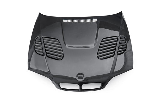 BMW E46 2 Door 2001 2002 2003 2004 2005 2006 with Aftermarket Parts - Hood Bonnet Carbon Fiber / FRP from CMST Tuning