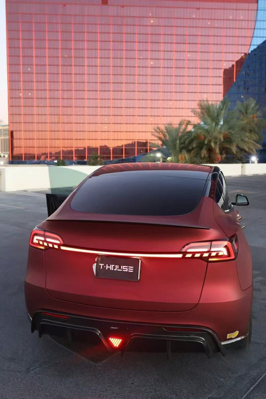 Tesla Model Y Performance AWD Long Range RWD Standard 2020-ON with Aftermarket Parts - V2 Style Rear Diffuser Carbon Fiber / FRP from CMST Tuning