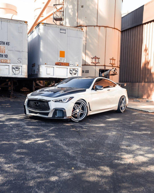 Infiniti Q50 Red Sport 400 Luxe Sensory Signature Premium Pure 2014 2015 2016 2017 2018 2019 2020 2021 2022 2023 2024 & Q60 Red Sport 400 Premium Luxe Sport Pure 2017 2018 2019 2020 2021 2022 with Aftermarket Parts - Front Lip Carbon Fiber / FRP from CMST Tuning