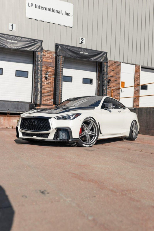 Infiniti Q50 Red Sport 400 Luxe Sensory Signature Premium Pure 2014 2015 2016 2017 2018 2019 2020 2021 2022 2023 2024 & Q60 Red Sport 400 Premium Luxe Sport Pure 2017 2018 2019 2020 2021 2022 with Aftermarket Parts - Front Lip Carbon Fiber / FRP from CMST Tuning