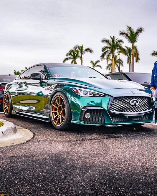 Infiniti Q50 Red Sport 400 Luxe Sensory Signature Premium Pure 2014 2015 2016 2017 2018 2019 2020 2021 2022 2023 2024 & Q60 Red Sport 400 Premium Luxe Sport Pure 2017 2018 2019 2020 2021 2022 with Aftermarket Parts - Front Lip Carbon Fiber / FRP from CMST Tuning