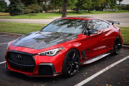 Infiniti Q50 Red Sport 400 Luxe Sensory Signature Premium Pure 2014 2015 2016 2017 2018 2019 2020 2021 2022 2023 2024 & Q60 Red Sport 400 Premium Luxe Sport Pure 2017 2018 2019 2020 2021 2022 with Aftermarket Parts - Front Lip Carbon Fiber / FRP from CMST Tuning