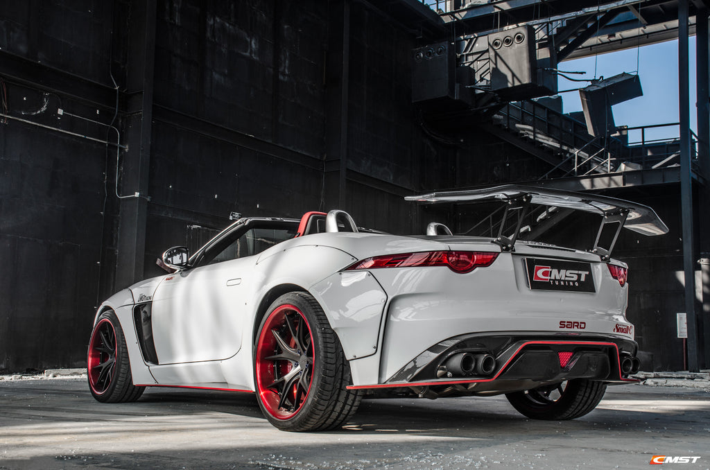 Jaguar F-Type SVR R S Base 2014-ON with Aftermarket Parts - Quad Tips Style Rear Diffuser & Canards Carbon Fiber / FRP
from CMST Tuning