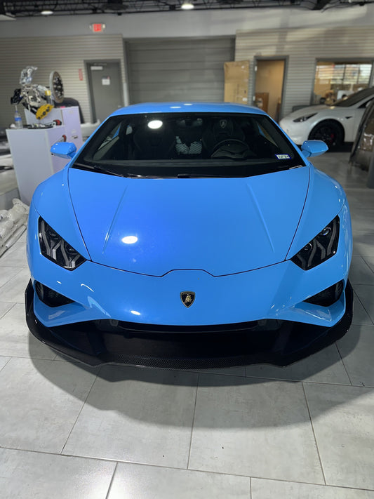 Lamborghini Huracan EVO RWD 2020 2021 2022 2023 with Aftermarket Parts - Front Lip Pre-preg Carbon Fiber from CMST Tuning