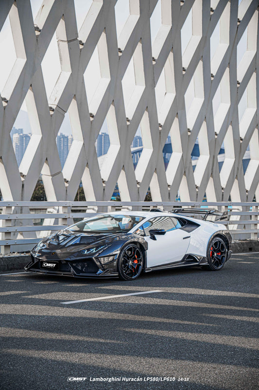 Lamborghini Huracan LP580 LP610 Evo RWD AWD Tecnica Performante 2015 2016 2017 2018 2019 2020 2021 2022 2023 2024 with Aftermarket Parts - Front Bumper & Front Lip Pre-preg Carbon Fiber / FRP from CMST Tuning